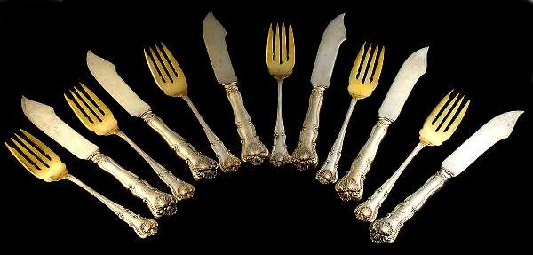 New Queens (Sterling, 1900) (12 Pc) Individual Fish Set (6 FKHIS & 6 FFSIS)