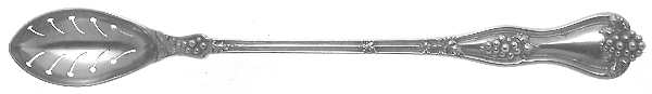 Grape (Sterling, 1895, No Monograms) Pierced Bowl Long Handle Olive Spoon