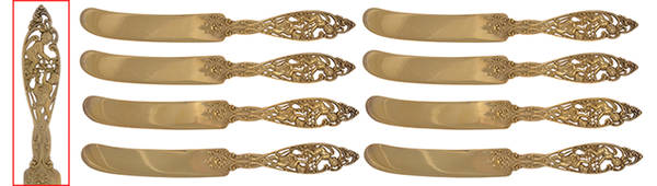 Labors of Cupid (Sterling, 1900, No Monograms) (Set of 8) Solid Dessert/Tea Knife
