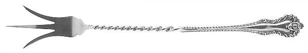 Mazarin (Sterling, 1892, No Monograms) Large Twisted Handle Lettuce Serving Fork