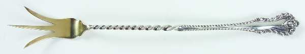 Mazarin (Sterling, 1892, No Monograms) Large Twisted Handle Lettuce Serving Fork