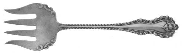 Mazarin (Sterling, 1892, No Monograms) Large Solid Tined Sardine Serving Fork
