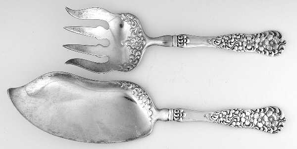 Rococo (Sterling, 1888) 2 Piece Large Solid Fish Serving Set