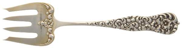 Rococo (Sterling, 1888) Large Solid Tined Sardine Serving Fork