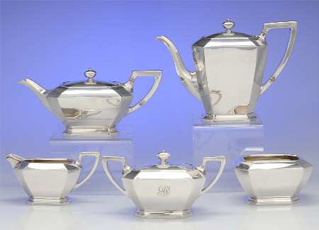 Fairfax (Sterling, Hollowware) 5 Piece Tea Set (SCP, STP, SCR, SSU, SWB)