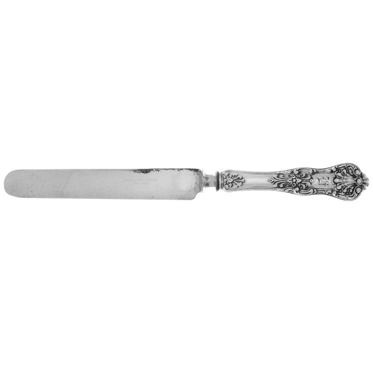 New King (Sterling, 1898, Monograms) Old French Hollow Knife with Bolster