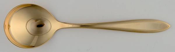 Regal (Dirimetal, Sweden, Possible Clover Backstamp) Round Bowl Soup Spoon (Cream Soup)