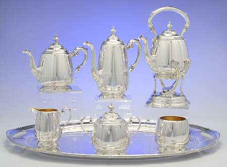 La Salle (Sterling, Hollowware) 7 Piece Tea Set (SCP, STP, SCR, SSU, SWB, SKES & WTL)