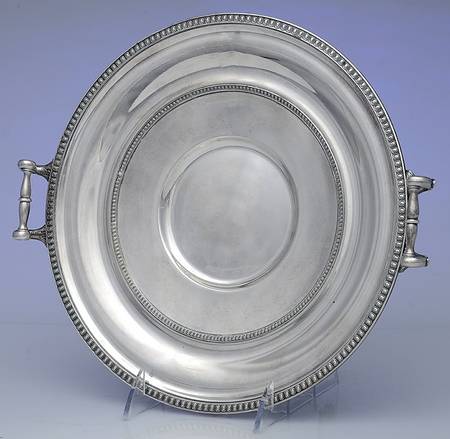 Silverplate Hollowware Round Plated Tray with Handles