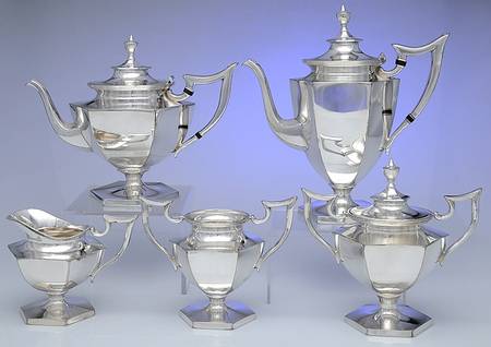 Silverplate Hollowware 5-Piece Plated Tea Set (with Waste)