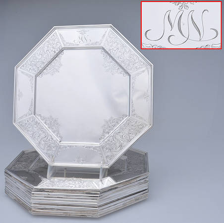 Fairfax-Engraved (Sterling, Hollowware) (Set of 12) 10" Dinner Plates