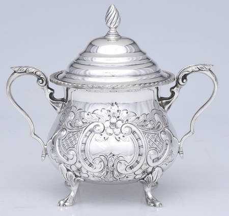 228-H (Sterling, Hollowware) Sugar Bowl & Lid by Durham Sterling