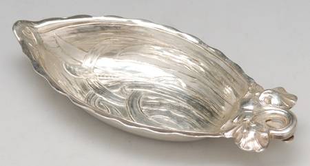 Iris (Sterling, Hollowware) Almond Dish with Place Card Clip by Durgin