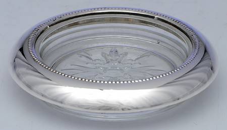 Sterling Hollowware Crystal Coaster with Sterling Rim
