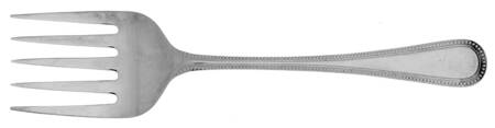 Round Bead (Silverplate) Medium Solid Cold Meat Serving Fork