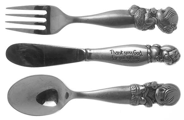 Precious Moments (Stainless) (3 Pc) Youth Set (Solid Knife, Fork & Spoon)