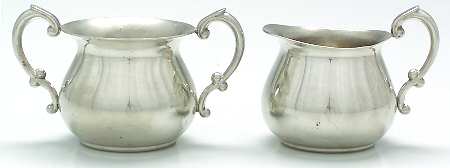 727 (Pewter, Hollowware) Mini Creamer and Open Sugar Set
