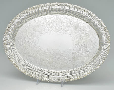 Grape Design (Silverplate Hollowware) 16" Oval Footed Tray by Ellis-Barker