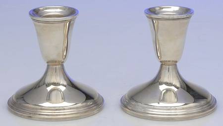 386 (Sterling, Hollowware) Pair of Weighted Candleholders