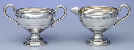 22 (Sterling, Hollowware) Weighted Mini Creamer and Open Sugar