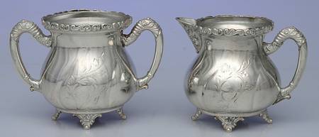 1504 (Silverplate, Hollowware) Creamer & Open Sugar Set