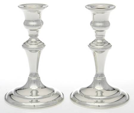 836 (Pewter, Hollowware) Pair of 6" Candlesticks