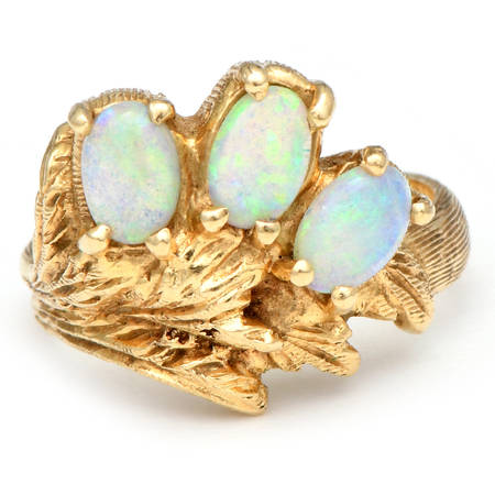 14KY Vintage Opal Spray Branch Ring