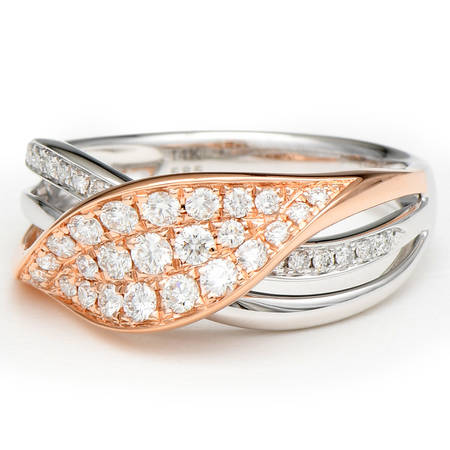 14KWR Diamond (0.53) Pave Leaf Ring
