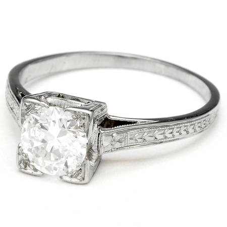 18KW Art Deco Diamond (.83) Engagement Ring
