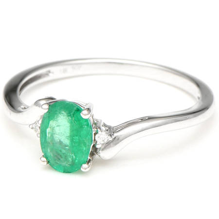 14KW Emerald (0.62) And Diamond Ring