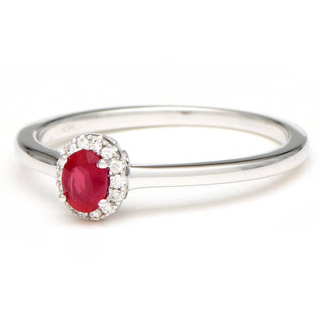 14KW Petite Ruby(0.22) & Diamond(0.04) Halo Ring