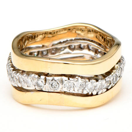 14KW Handcrafted Diamond (1.00) Row Ring