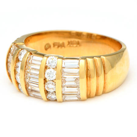 18KY Mixed Cut Diamond (1.14) Band Ring