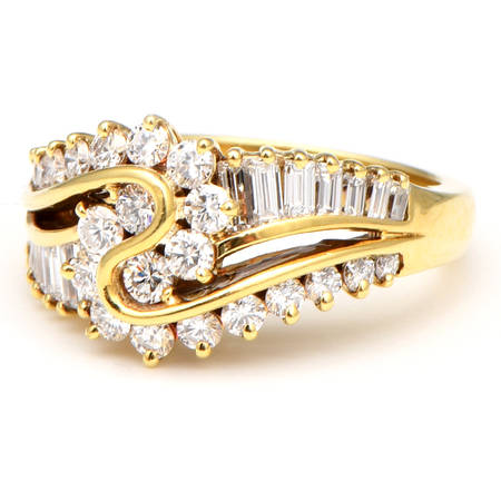 14KY Diamond(1.62) Swirl  Bypass Ring