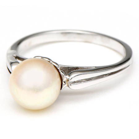 14KW Vintage Cultured Akoya Pearl Solitaire Ring