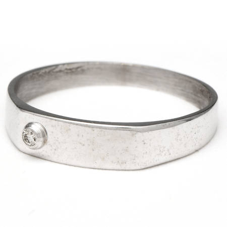18KW Diamond Accent Flat Engravable Front Ring
