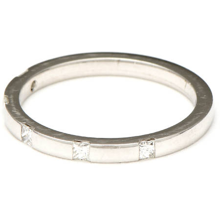 18KW Princess Cut Diamond(.20) Inset Band Ring