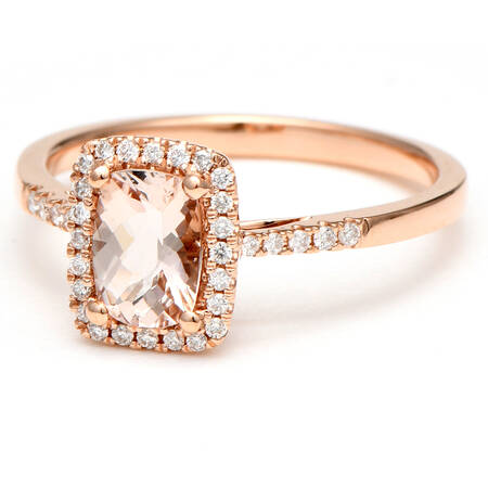 14KR Morganite(0.69) & Diamond(0.12) Ring