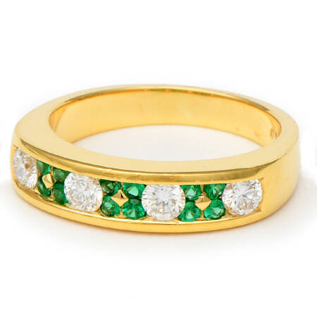 18KY Diamond(0.48) & Emerald(0.24) Ring