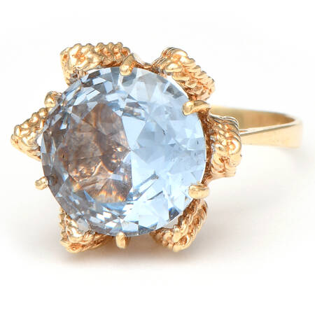 14KY Vintage Synthetic Blue Spinel Ring