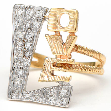 14KYW Diamond(0.22) "Love" Ring