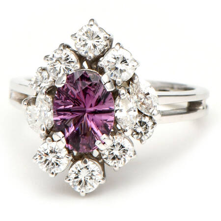 18KW Vintage Spinel(1.04) & Diamond(.95) Ring