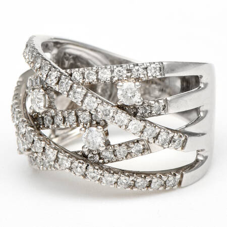 14KW Diamond(0.87)  Wide Crossover Band Ring