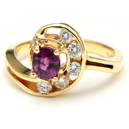 14KY Ruby & Diamond(.24) Swirl Ring