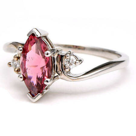 14KW Pink Tourmaline(0.96) & Diamond(0.06) Ring
