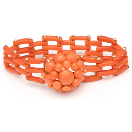 10KY Vintage Coral Gate Link Bracelet