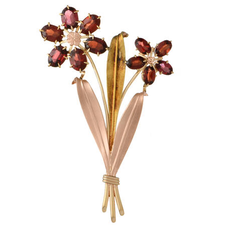 9KRY Garnet (7.70) Floral Bouquet Pin