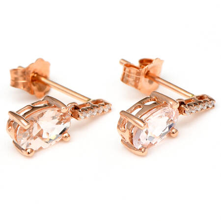 14KR Morganite(1.10) & Diamond(0.04) Drop Earrings