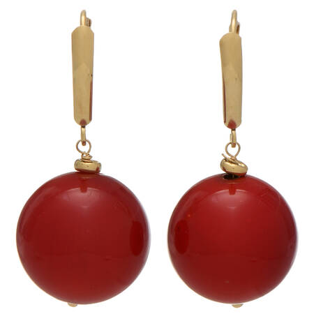 14KY Dyed Quartz Ball Dangle Earrings