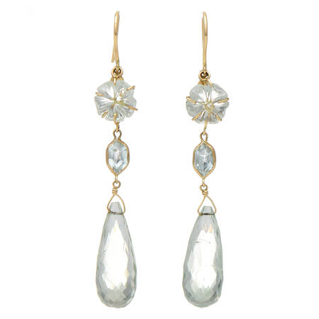 14KY Prasiolite Dangle Earrings